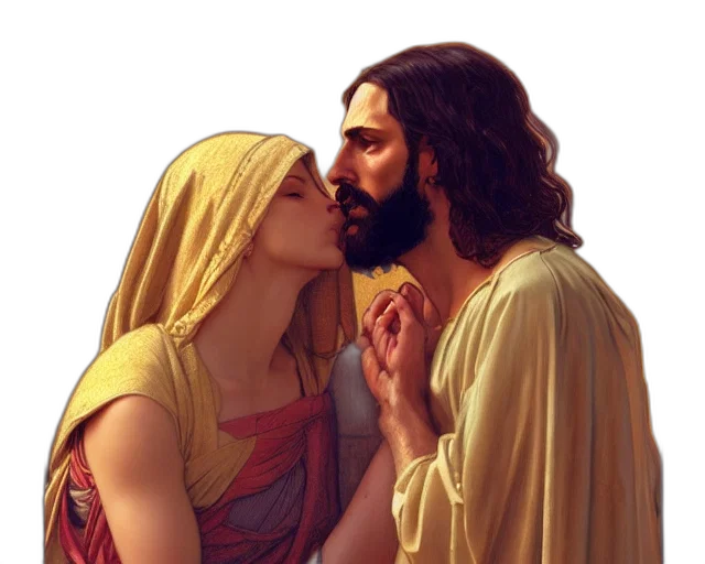 photorealistic, photography, jesus, kissing transparent PNG cut-out