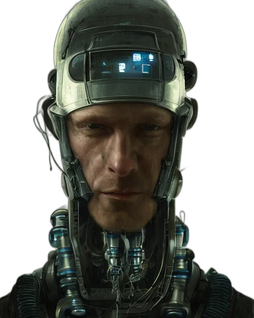 robot, face, mask, cyberpunk transparent PNG cut-out