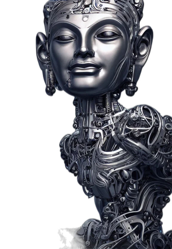 robot, face, mask, cyberpunk, 3d render, concept art, photorealistic, perfectly transparent PNG cut-out