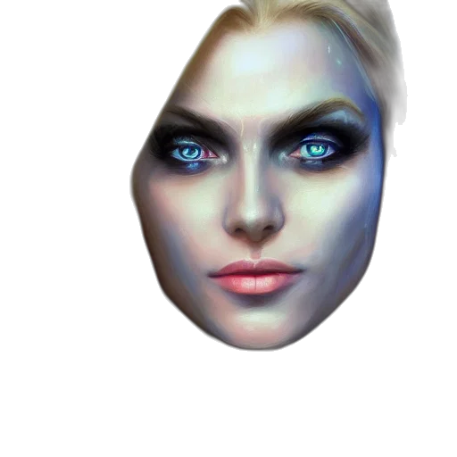 face, mask, jewelry, creature, photorealistic, fantasy art, concept art, 3d render transparent PNG cut-out