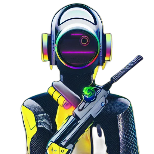 weapon, robot, jacket, staff transparent PNG cut-out