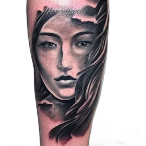 face, fantasy art, photorealistic, cyberpunk, underwater, tattoo, design, beautiful transparent PNG cut-out