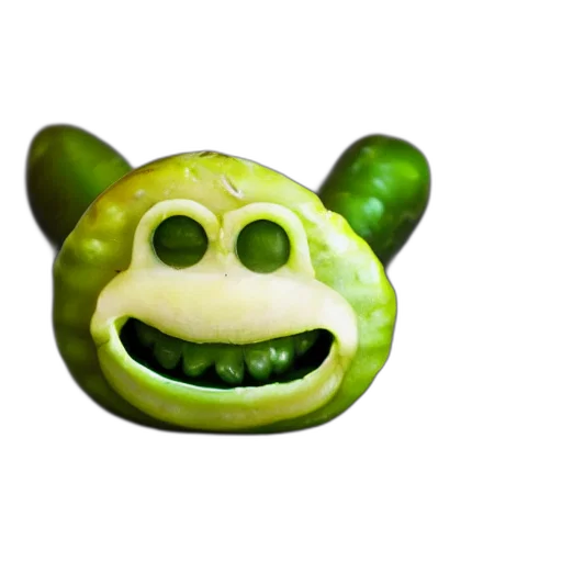 mask, creature, food, face, 3d render, concept art, photorealistic, green transparent PNG cut-out