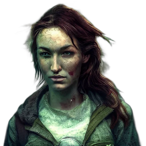 face, jacket, concept art, photorealistic, comic book art, fantasy art, green, earth tones transparent PNG cut-out
