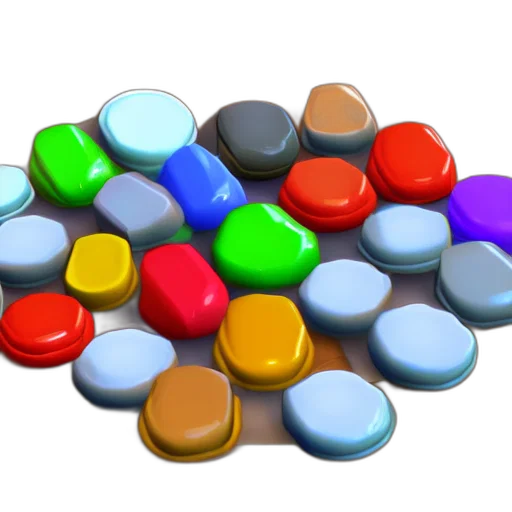 3d render, pixel art, concept art, colorful, blue, neon, pastel, closeup transparent PNG cut-out