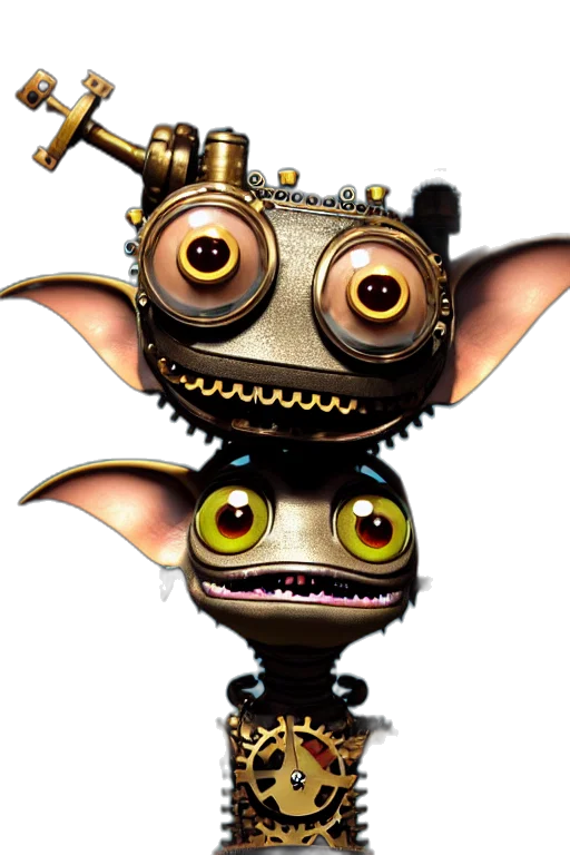 robot, staff, mask, creature, concept art, 3d render, fantasy art, pixel art transparent PNG cut-out