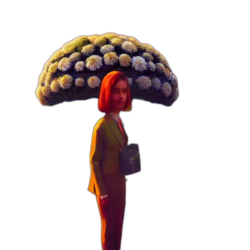 umbrella, hat, crown, jacket, concept art, pixel art, 3d render, oil painting transparent PNG cut-out