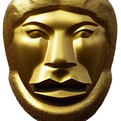 mask, face, crown, jewelry, 3d render, photorealistic, concept art, golden transparent PNG cut-out