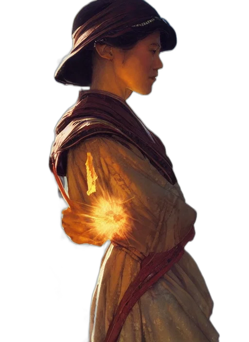 dress, hat, staff, face transparent PNG cut-out