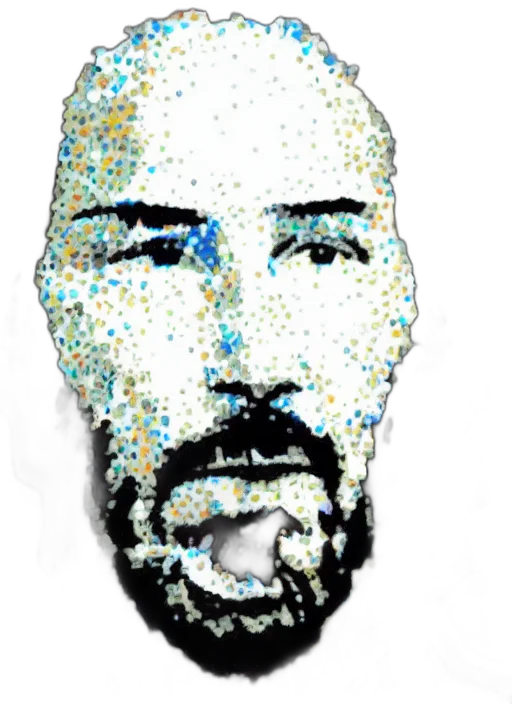 face, mask, robot, staff, cartoon, pixel art, photorealistic, comic book art transparent PNG cut-out