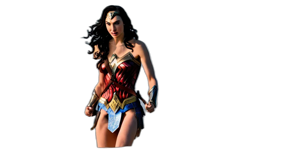 comic book art, concept art, 3d render, gal, gadot, wonder, woman, surfing transparent PNG cut-out
