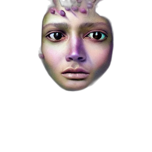 face, crown, mask, robot, 3d render, photorealistic, concept art, vaporwave transparent PNG cut-out