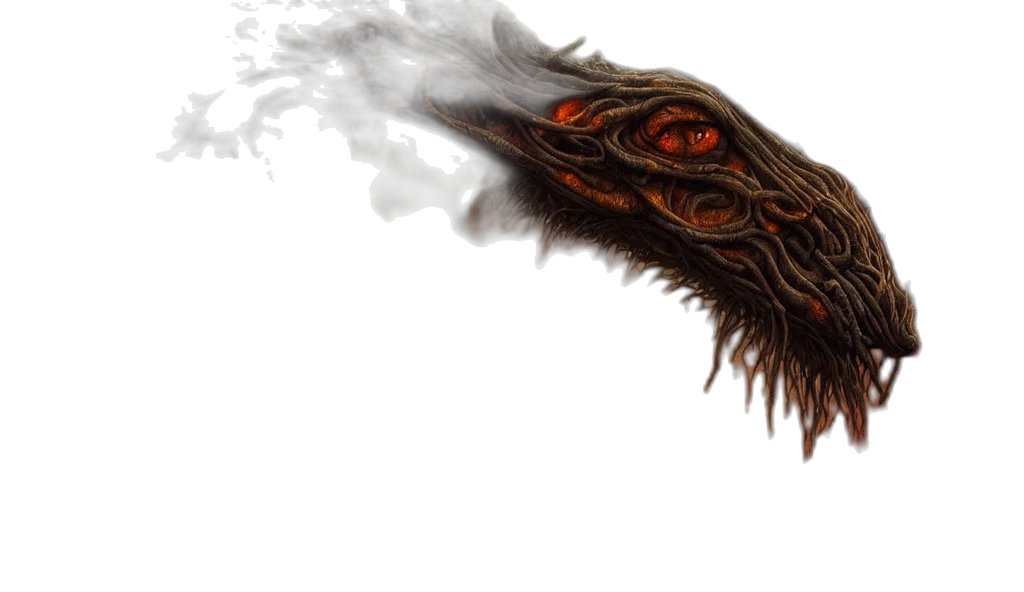 dragon, creature, mask, face, fantasy art, concept art, photorealistic, fire transparent PNG cut-out