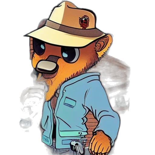 jacket, staff, animal, cartoon transparent PNG cut-out