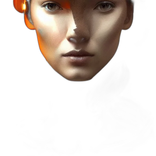 face, mask, robot, crown, photorealistic, 3d render, concept art, fantasy art transparent PNG cut-out