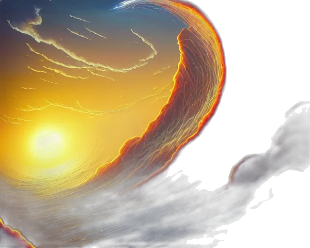hair, fantasy art, concept art, photorealistic, anime, outer space, fire, sunset transparent PNG cut-out