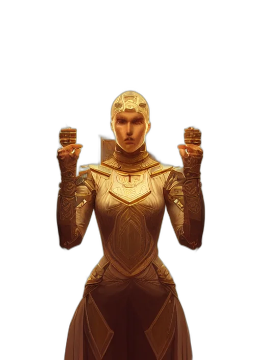 robot, staff, mask, jewelry, concept art, fantasy art, pixel art, comic book art transparent PNG cut-out