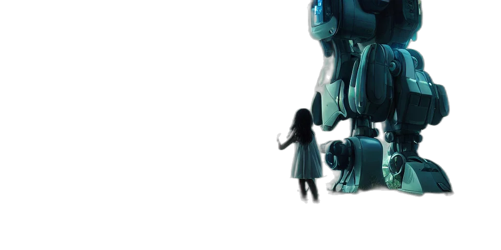 robot, creature, weapon, dress, concept art, 3d render, cyberpunk, pixel art transparent PNG cut-out