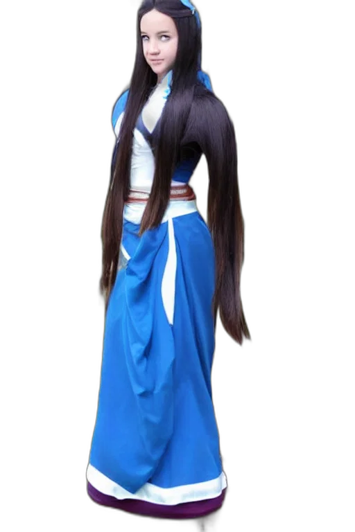dress, staff, hair, 3d render transparent PNG cut-out