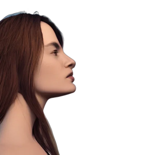 face, hair, robot, 3d render, photorealistic, concept art, anime, perfectly transparent PNG cut-out