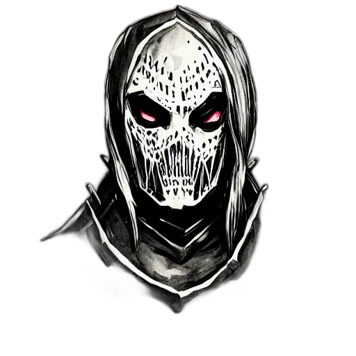 mask, face, jacket, creature, concept art, comic book art, fantasy art, pixel art transparent PNG cut-out