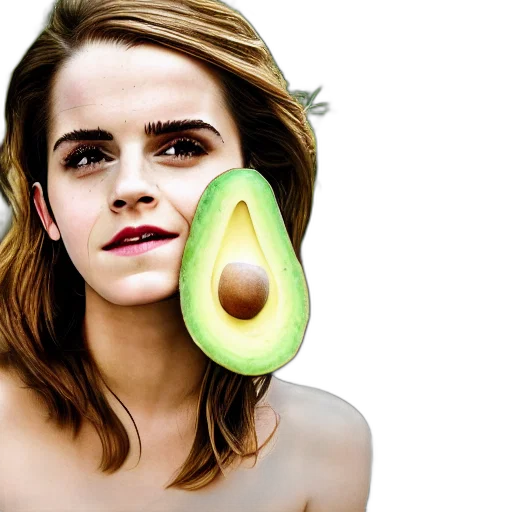 mask, face, food, photorealistic, concept art, emma, watson, avacado transparent PNG cut-out