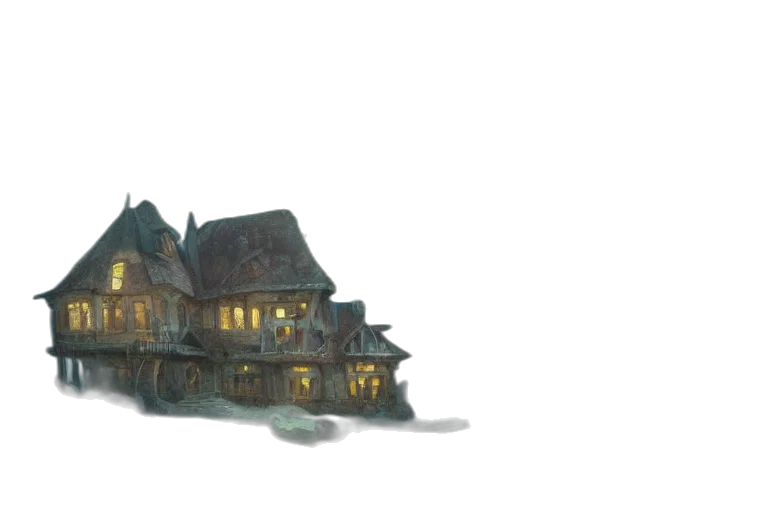 building, furniture, concept art, 3d render, fantasy art, watercolor, fog, city street transparent PNG cut-out