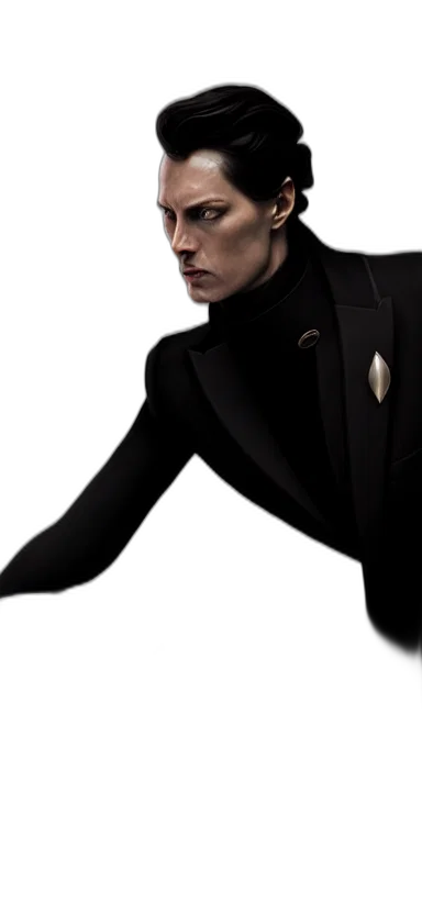 jacket, staff, face, robot, concept art, photorealistic, comic book art, fantasy art transparent PNG cut-out