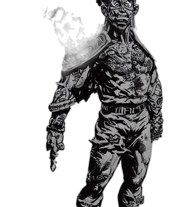creature, staff, mask, concept art, comic book art, fantasy art, pencil sketch, full transparent PNG cut-out