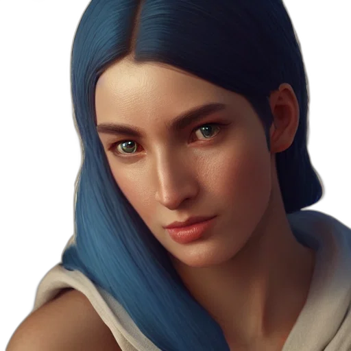 face, staff, crown, fantasy art, concept art, photorealistic, 3d render, blue transparent PNG cut-out