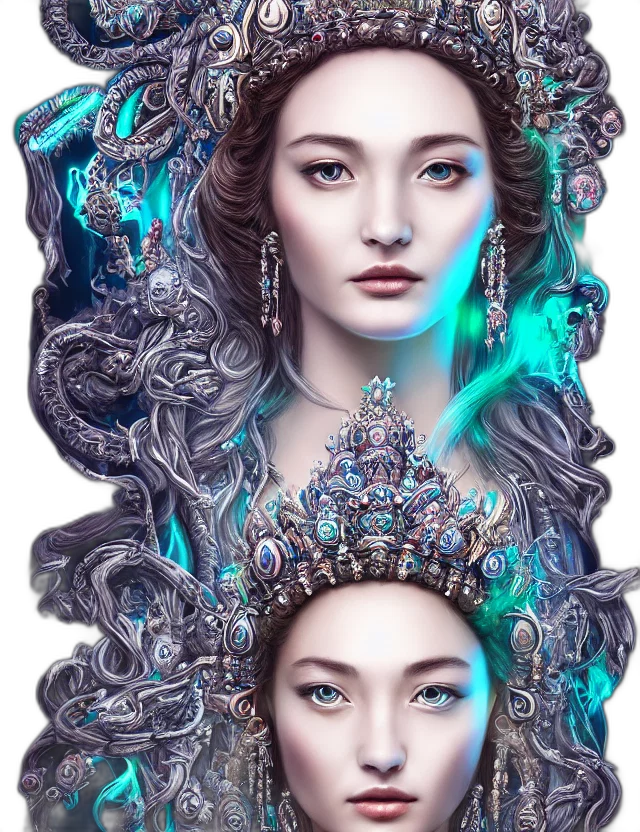 crown, jewelry, face, mask, fantasy art, photorealistic, concept art, oil painting transparent PNG cut-out