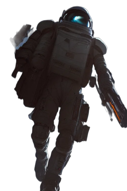 jacket, weapon, staff, robot, concept art, cyberpunk, 3d render, pixel art transparent PNG cut-out