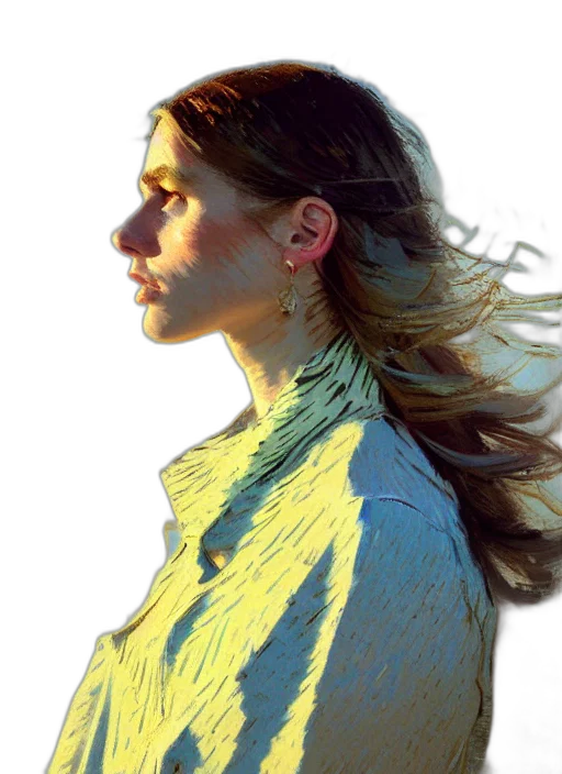 face, jacket, hair, dress transparent PNG cut-out
