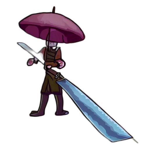 sword, umbrella, staff, weapon, concept art, pixel art, fantasy art, 3d render transparent PNG cut-out
