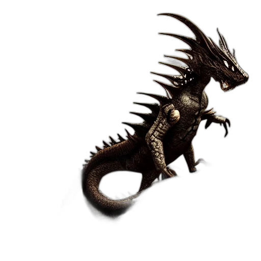 dragon, creature, animal, staff, 3d render, concept art, fantasy art, photorealistic transparent PNG cut-out