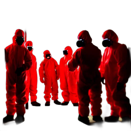 staff, concept art, wide, shot, photo, group, scientists, hazmat transparent PNG cut-out