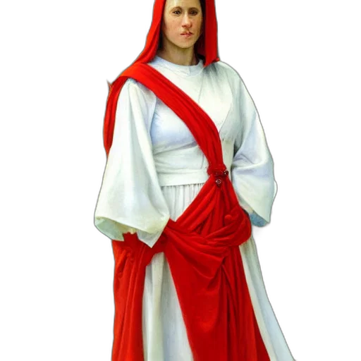 dress, staff, sword, jacket, 3d render, concept art, red, portrait transparent PNG cut-out