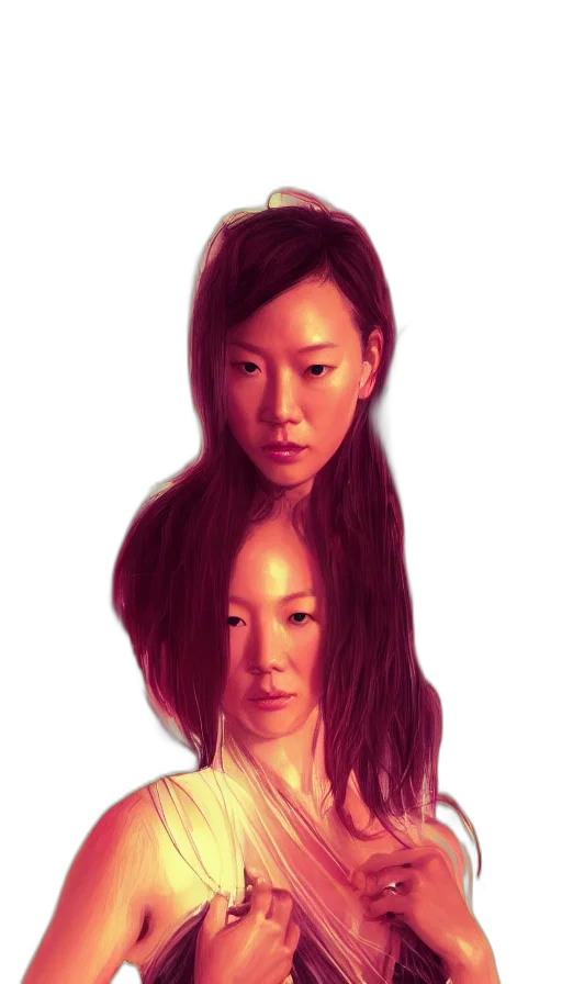 hair, face, photorealistic, oil painting transparent PNG cut-out