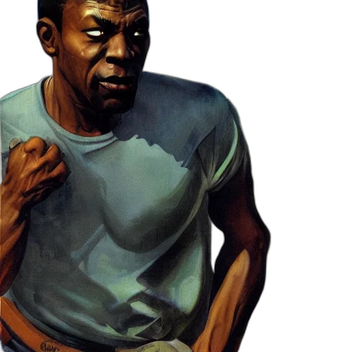 comic book art, photorealistic, concept art, oil painting, carl, johnson, gta, san transparent PNG cut-out