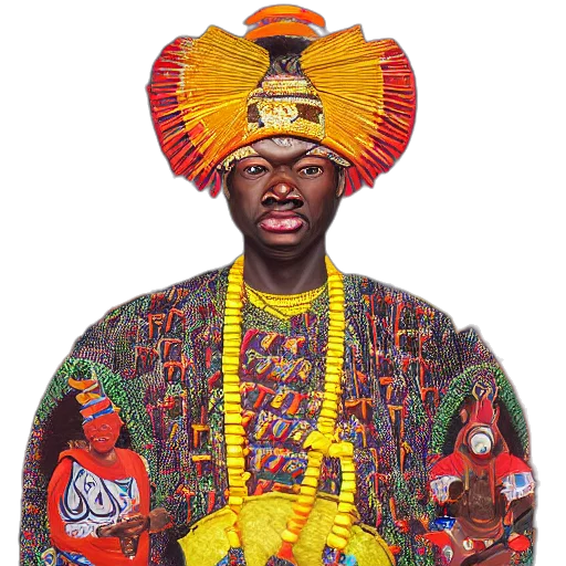 jacket, crown, face, mask, highly, detailed, painting, oba transparent PNG cut-out
