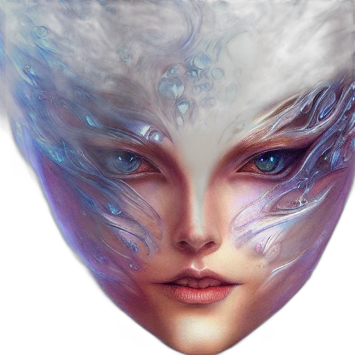 face, mask, creature, hair, fantasy art, concept art, photorealistic, oil painting transparent PNG cut-out