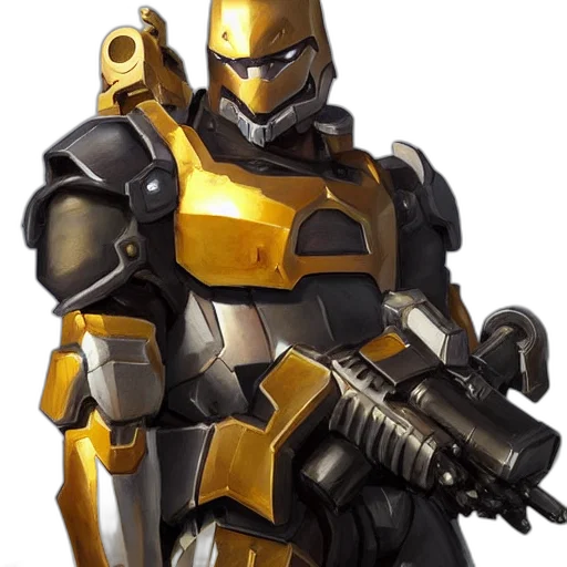 weapon, robot, concept art, 3d render, golden, greg, manchess, portrait transparent PNG cut-out