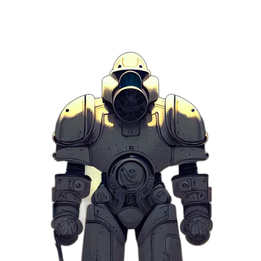 robot, mask, weapon, concept art, pixel art, 3d render, cyberpunk, outer space transparent PNG cut-out
