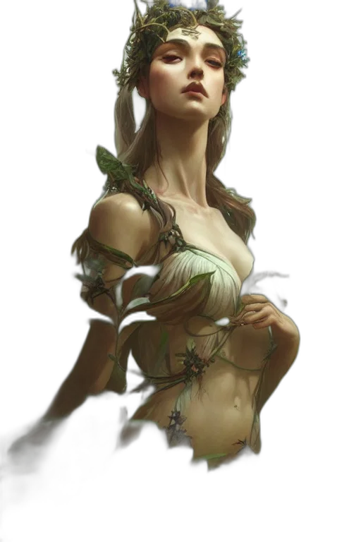 dress, crown, staff, creature, fantasy art, concept art, photorealistic, 3d render transparent PNG cut-out