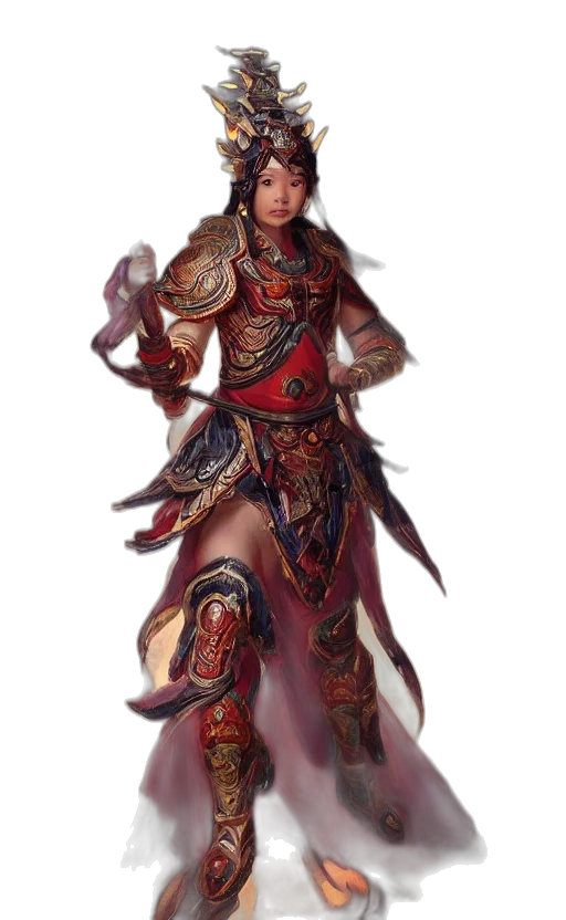 dress, staff, sword, fantasy art, concept art, photorealistic, oil painting, red transparent PNG cut-out