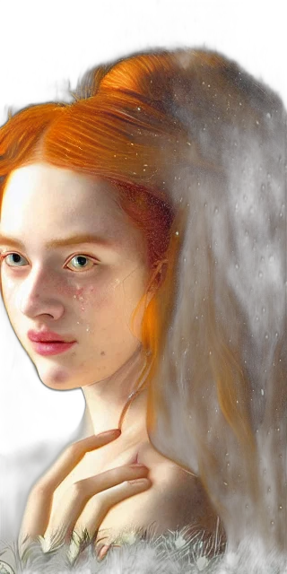 face, hair, photorealistic, fantasy art, oil painting, concept art, underwater, fire transparent PNG cut-out