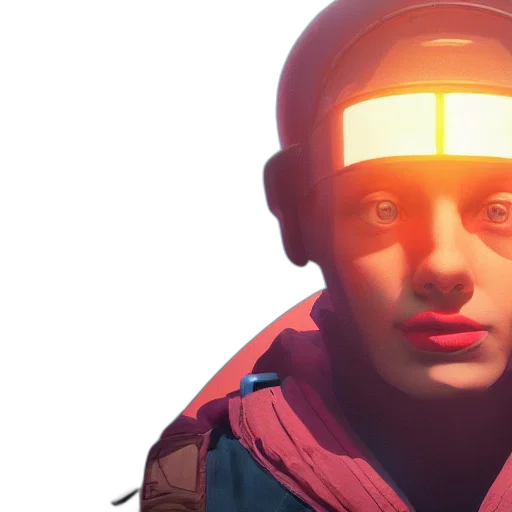 face, jacket, concept art, 3d render, cyberpunk, anime, outer space, neon lights transparent PNG cut-out