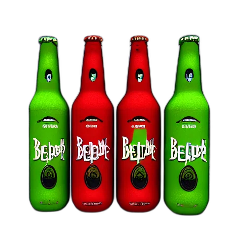 bottle, 3d render, photorealistic, concept art, render, blender, advertisement, beatles transparent PNG cut-out