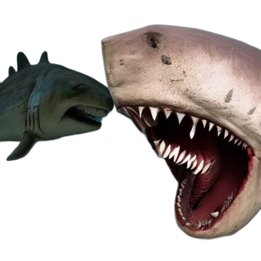 creature, animal, 3d render, concept art, photorealistic, megalodon, eats, people transparent PNG cut-out