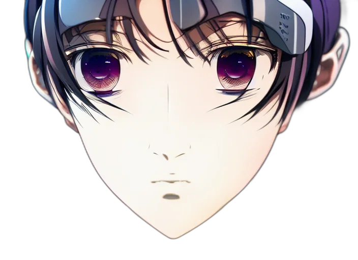face, mask, robot, hat, anime, pixel art, vaporwave, photorealistic transparent PNG cut-out
